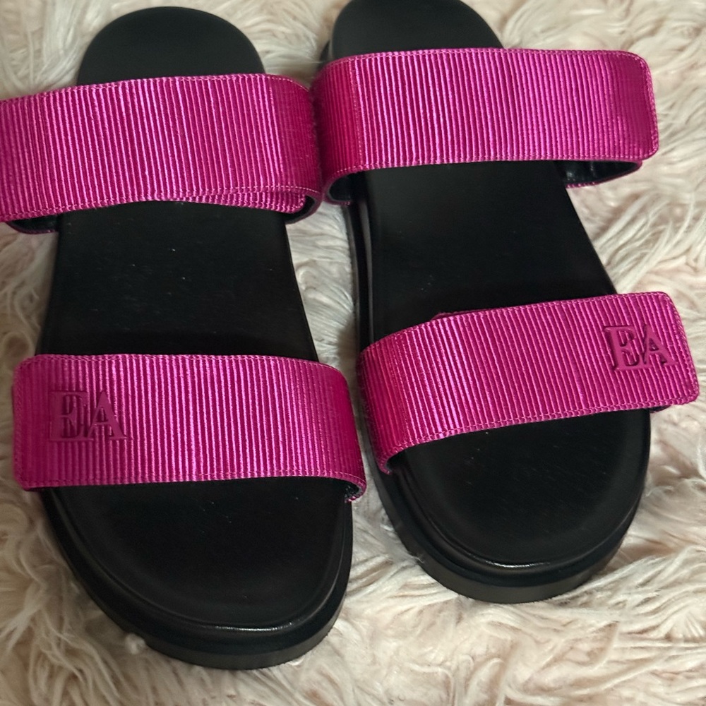 Emporio Armani Fuchsia and Black Slide Sandals - Picture 2 of 3